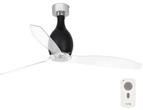 FARO Barcelona FARO 32026 - Mennyezeti ventilátor MINI ETERFAN fekete/átlátszó + távirányítás FA32026