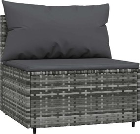 vidaXL szürke polyrattan kerti középső kanapé párnával