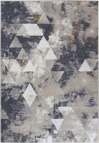 80x150 cm Puha Sűrű Csillogó Zer Lux Szőnyeg Háromszögekkel Szürke-arany