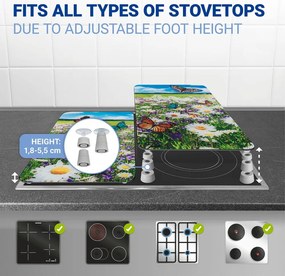 Edzett üveg tűzhely fedőlap szett 2 db-os 52x30 cm Summer Meadow – Maximex