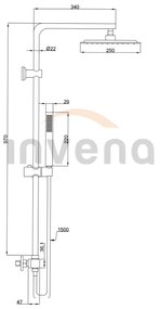 Invena Svart, Trend termosztatikus zuhanycsaptelep zuhanygarnitúrával Svart 25x25 cm, fekete matt, INV-AU-85-004-X