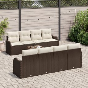 Kerti Kanapé Szett 9 pcs Barna 55 x 55 x 37 cm Poli rattan