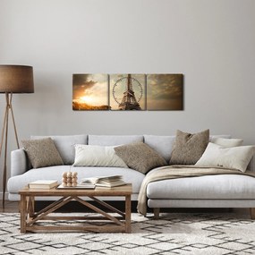 Kép - Eiffel-torony, Párizs, Franciaország (órával) (90x30 cm)