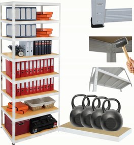 Tárolószekrény fém állvány Helios 270x90x30cm 8Px400kg Tömör Magas