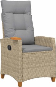 vidaXL Dönthető szék tea tállal párnával 62 x 64 x 112 cm polirattan