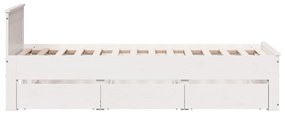 fehér tömör fenyőfa ágy matrac nélkül fejtámlával 90 x 200 cm
