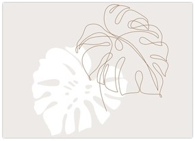 Üveg kép - Line art monstera N⁰2 (70x50 cm)