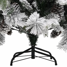 PVC/PE karácsonyfa pelyhes hóval és tobozokkal 195 cm
