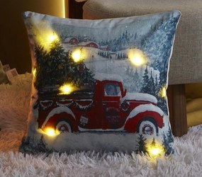 LED-es világító díszpárnahuzat 40x40 karácsonyi autó
