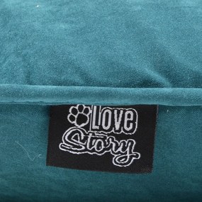Petróleumkék fekhely kutyáknak 52x69 cm – Love Story