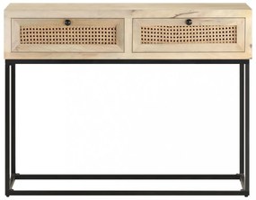 tömör mangófa és természetes nád tálalóasztal 100 x 35 x 76 cm