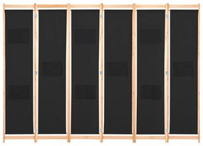 fekete 6-paneles szövetparaván 240 x 170 x 4 cm