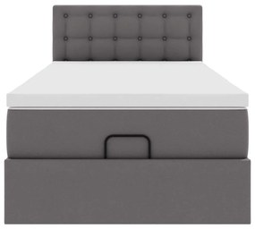 szürke műbőr ottomán ágy matraccal 90x200cm