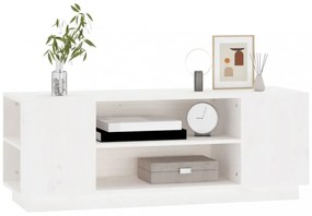 fehér tömör fenyőfa TV-szekrény 110 x 35 x 40,5 cm