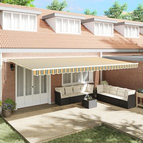 Automatikus Behúzható Napellenző Zöld és Sárga 600x350 cm