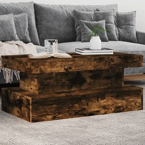 Füstös tölgy színű dohányzóasztal LED-lámpákkal 90x50x40 cm