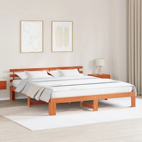 Fenyőfa Ágykeret Gyanta Barna Tömörfa 200 x 200 cm Fenyő Ágykeret