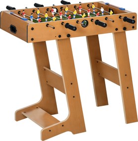 HOMCOM Összecsukható Futballasztal Gyerekeknek és Felnőtteknek - Fa Futballasztal 69x37x70 cm 2 Labdával, 6 Fogantyúval, 2 Pontozóval, 18 Játékossal |