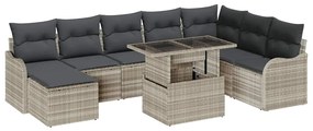 vidaXL Kerti Kanapé Szett párnával 9 pcs Világosszürke Poli rattan