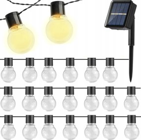 Napelemes fényfüzér 5m 20 db napelemes kerti izzó IP44 Kültéri