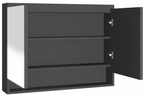 antracitszürke MDF tükrös fürdőszobaszekrény 80 x 15 x 60 cm
