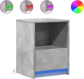 vidaXL 2 db betonszürke szerelt fa éjjeliszekrény LED-fényekkel