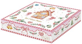 Karácsonyi Üvegtál szett 2 db-os mézeskalács házikó forma díszdobozban Sweet Christmas