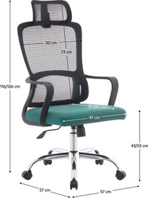 Irodai szék, fekete/zöld/króm, teherbírás 150 kg, RANDY