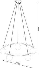 Fehér-fekete függőlámpa üveg búrával Umerta – Sollux