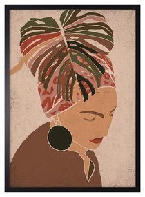 A woman under a Zen monstera leaf kép