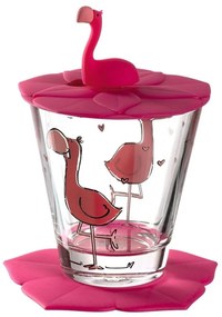 LEONARDO BAMBINI pohár fedővel és alátéttel, flamingó