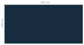 fekete és kék napelemes lebegő PE medencefólia 600 x 300 cm