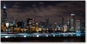 Fotó vászonkép edzett üveg Chicago éjszaka 140x70