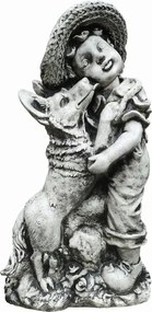 Beton szobor kertbe Fiú kutyával 47cm