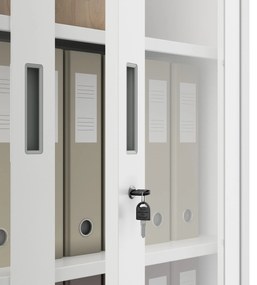 Vitrines fém szekrény üvegezett ajtókkal AMELIA, 900 x 1850 x 400 mm, fehér