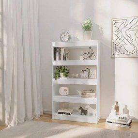 magasfényű fehér térelválasztó könyvszekrény 80x30x135 cm