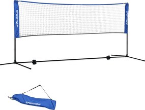 SPORTNOW Hajtható Tollaslabda Háló Szett, 103/120/155 cm Magasságban Állítható Beltéri és Kültéri Tollaslabda Háló, Röplabda Háló Hordtáskával, Fém-po