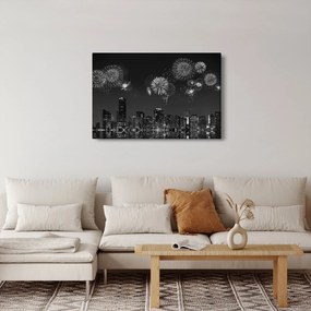 Kép - tűzijáték Miamiban, fekete és fehér (90x60 cm)