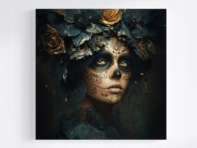 Canvas Vászonkép Dia De Los Muertos Catrina Arany Rózsák Art 40x40