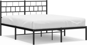 vidaXL fekete fém ágykeret fejtámlával 140 x 200 cm