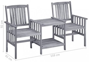 tömör akácfa kerti székek teázóasztallal 159 x 61 x 92 cm