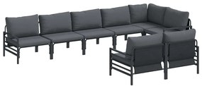 vidaXL Kerti Kanapé Szett párnával 8 pcs Fekete Acél