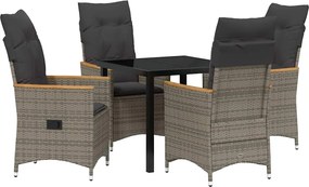 vidaXL Kert étkező szett párnával 5 pcs Szürke polirattan
