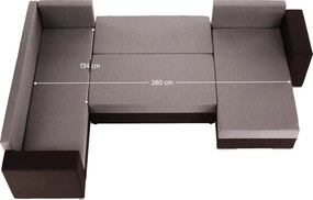 Univerzális ülőgarnitúra, sötétbarna/barnásszürke Taupe, BELEN NEW ROH U