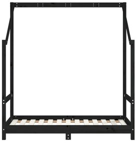 fekete tömör fenyőfa gyerekágykeret 70 x 140 cm