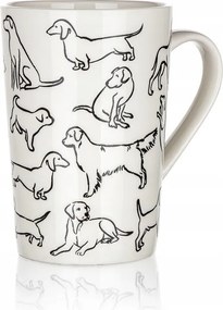 Kerámia bögre Dogs kutyáknak fehér-fekete 450 ml