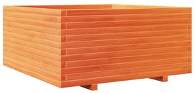 viaszbarna tömör fenyőfa kerti virágláda 100 x 100 x 49,5 cm