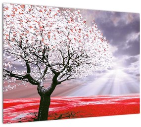 Piros fa kép (üvegen) (70x50 cm)