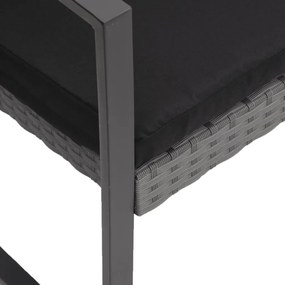 3-személyes sötétszürke PP kerti pad párnával