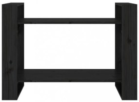 fekete tömör fenyőfa könyvszekrény/térelválasztó 80x35x56,5 cm